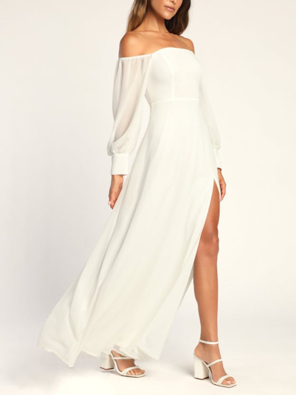 Lulus Feel The Romance White Off-the-shoulder Maxi Dress - Size XS